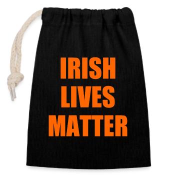 Irish lives matter - Verschließbarer Geschenkbeutel aus Baumwolle (14x20cm) - Schwarz - Vorne