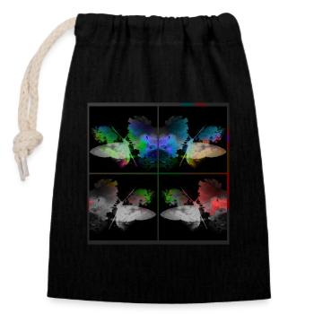 Butterflies 4 times colorful - Closable cotton gift bag (14x20cm) - black - Front