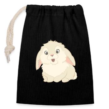 Lapin mignon comme illustration - Sac cadeau en coton avec cordon (14 x 20 cm) - noir - Devant