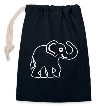 Elefant Elefanten - Verschließbarer Geschenkbeutel aus Baumwolle (14x20cm) - Navy - Vorne