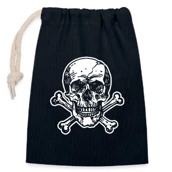 Crâne Pirate - Sac cadeau en coton avec cordon (14 x 20 cm) - bleu marine - Devant