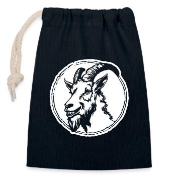 Ziege Steinbock Ziegenbock - Verschließbarer Geschenkbeutel aus Baumwolle (14x20cm) - Navy - Vorne