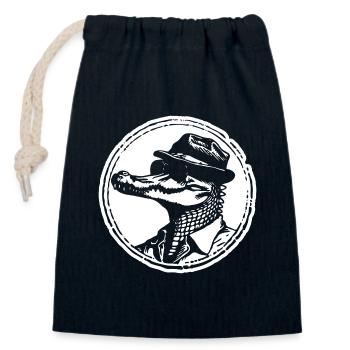 Crocodile Alligator - Closable cotton gift bag (14x20cm) - navy - Front