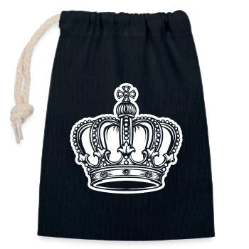 Couronne - Sac cadeau en coton avec cordon (14 x 20 cm) - bleu marine - Devant