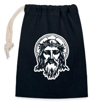 Mon Dieu - Sac cadeau en coton avec cordon (14 x 20 cm) - bleu marine - Devant