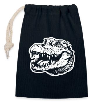 Crocodile Alligator - Closable cotton gift bag (14x20cm) - navy - Front