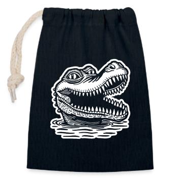 Crocodile Alligator - Closable cotton gift bag (14x20cm) - navy - Front