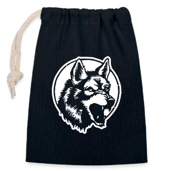 Wolf - Verschließbarer Geschenkbeutel aus Baumwolle (14x20cm) - Navy - Vorne