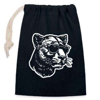 Panther - Closable cotton gift bag (14x20cm) - navy - Front