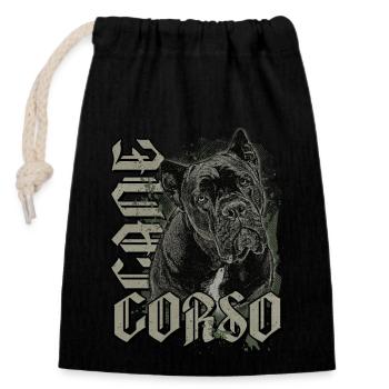 Cane Corso Dog Owner - Closable cotton gift bag (14x20cm) - black - Front