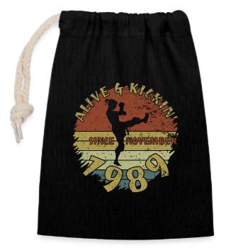 35. Geburtstag Vivant depuis 11/1989 - Sac cadeau en coton avec cordon (14 x 20 cm) - noir - Devant