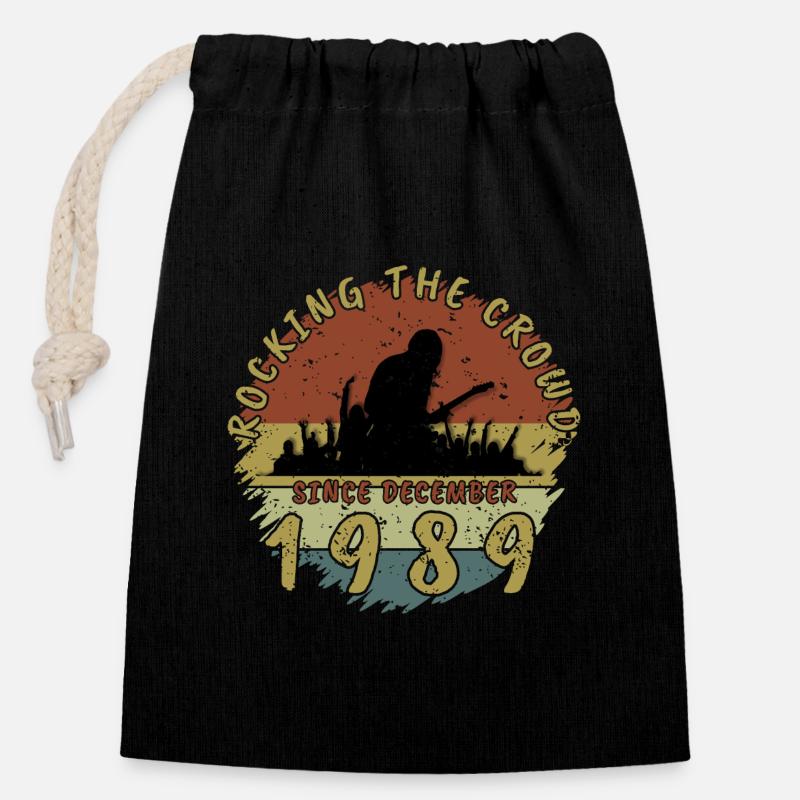 35th Birthday Rocking this planet GIT 12/1989 - Closable cotton gift bag (14x20cm) - black