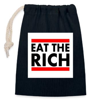 Eat the rich - Verschließbarer Geschenkbeutel aus Baumwolle (14x20cm) - Navy - Vorne