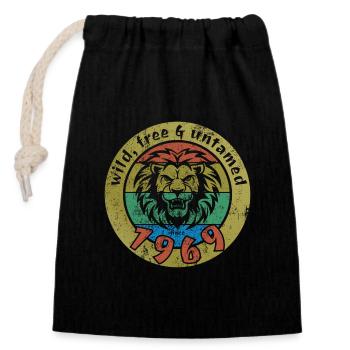 Sauvage, libre et indompté depuis 1969 - Sac cadeau en coton avec cordon (14 x 20 cm) - noir - Devant