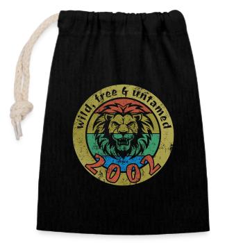 Sauvage, libre et indompté depuis 2002 - Sac cadeau en coton avec cordon (14 x 20 cm) - noir - Devant