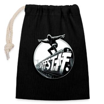Metrosurfer U-Bahn Surfer Sk8 Skater - raffstaff ® - Verschließbarer Geschenkbeutel aus Baumwolle (14x20cm) - Schwarz - Vorne