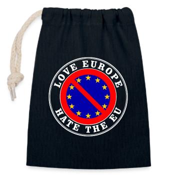 love europe hate the eu - Closable cotton gift bag (14x20cm) - navy - Front