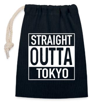 Straight OUTTA TOKYO - Verschließbarer Geschenkbeutel aus Baumwolle (14x20cm) - Navy - Vorne