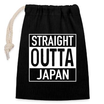 Straight OUTTA JAPAN - Closable cotton gift bag (14x20cm) - black - Front