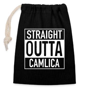 Straight OUTTA Camlica - Verschließbarer Geschenkbeutel aus Baumwolle (14x20cm) - Schwarz - Vorne