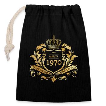 55. Geburtstag Semper Verum - Création 03/1970 - Sac cadeau en coton avec cordon (14 x 20 cm) - noir - Devant