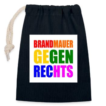 brandmauer gegen rechts - Verschließbarer Geschenkbeutel aus Baumwolle (14x20cm) - Navy - Vorne