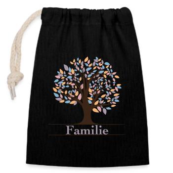 Family tree - Closable cotton gift bag (14x20cm) - black - Front