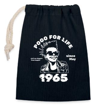 60. Geburtstag Pogo for life since 05/1965 - Verschließbarer Geschenkbeutel aus Baumwolle (14x20cm) - Navy - Vorne