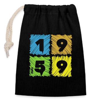 66. Geburtstag Farbige Patches depuis 07/1959 - Sac cadeau en coton avec cordon (14 x 20 cm) - noir - Devant