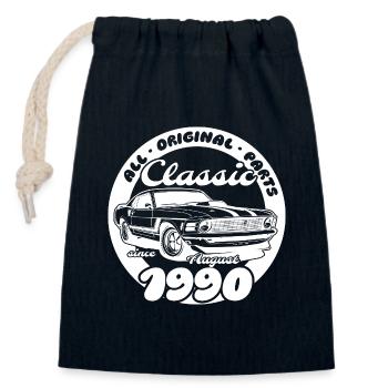 35e anniversaire - Classic Musclecar 08/1990 - Sac cadeau en coton avec cordon (14 x 20 cm) - bleu marine - Devant
