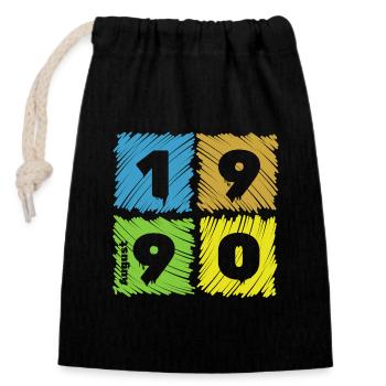 35. Écussons Geburtstag Farbige depuis 08/1990 - Sac cadeau en coton avec cordon (14 x 20 cm) - noir - Devant