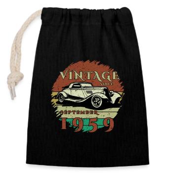 66th Birthday - Classics - Vintage since 09/1959 - Closable cotton gift bag (14x20cm) - black - Front