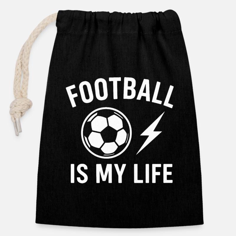 Fußball Ist Mein Leben - Verschließbarer Geschenkbeutel aus Baumwolle (14x20cm) - Schwarz