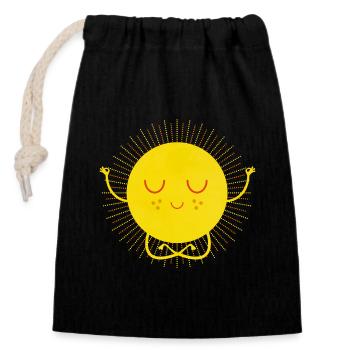 Soleil (méditation) - Sac cadeau en coton avec cordon (14 x 20 cm) - noir - Devant