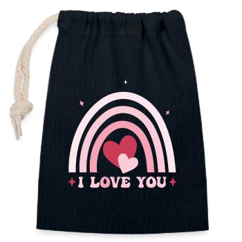 Valentine #AllaHjärtansDag - Love - Closable cotton gift bag (14x20cm) - navy - Front