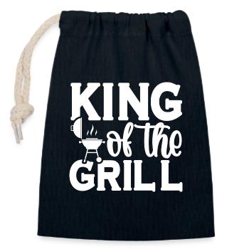 Roi du grill - Sac cadeau en coton avec cordon (14 x 20 cm) - bleu marine - Devant