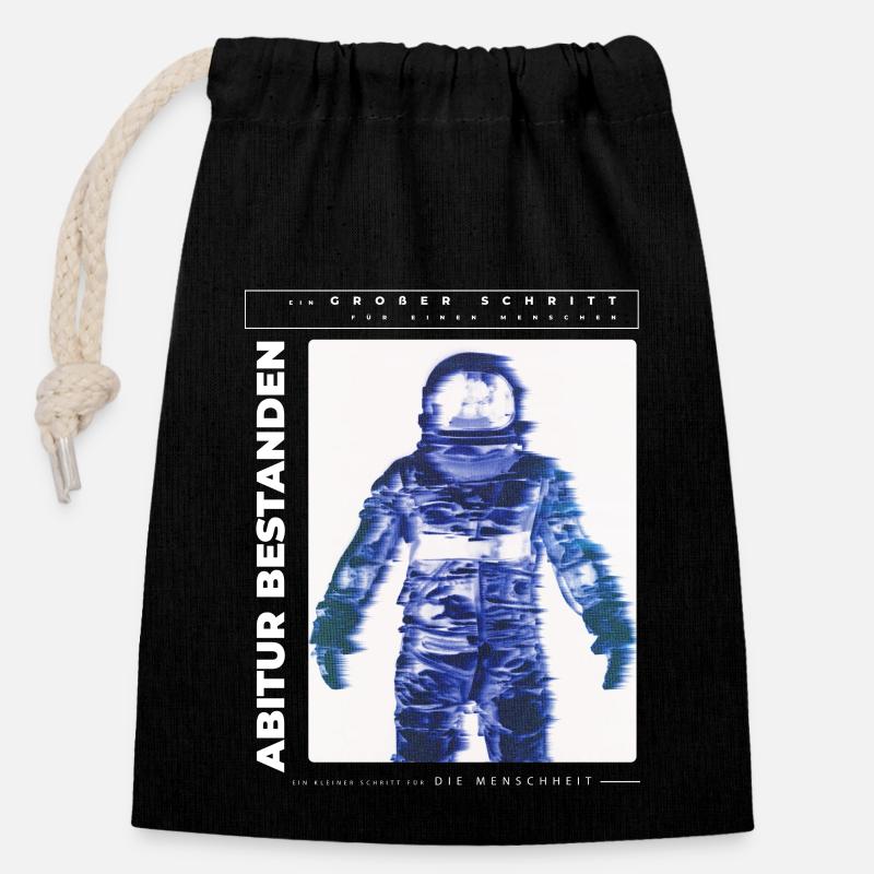 Abi bestanden Astronaut Abitur Abiturienten lustig - Verschließbarer Geschenkbeutel aus Baumwolle (14x20cm) - Schwarz