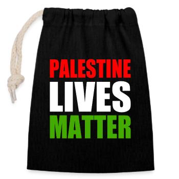 Palestine lives matter - Sac cadeau en coton avec cordon (14 x 20 cm) - noir - Devant