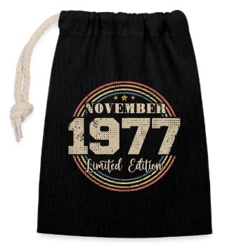 Cadeau D'anniversaire, Vintage Né En Novembre 1977 - Sac cadeau en coton avec cordon (14 x 20 cm) - noir - Devant
