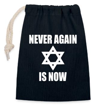 Never again is now - Sac cadeau en coton avec cordon (14 x 20 cm) - bleu marine - Devant