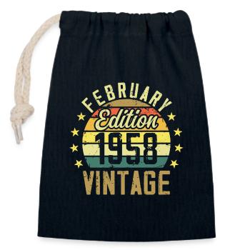 Anniversaire 66 ans - Cadeau Février 1958 - 66e - Sac cadeau en coton avec cordon (14 x 20 cm) - bleu marine - Devant
