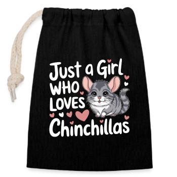 Chinchilla Chinchillas Maus - Verschließbarer Geschenkbeutel aus Baumwolle (14x20cm) - Schwarz - Vorne