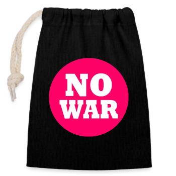 No war - Closable cotton gift bag (14x20cm) - black - Front
