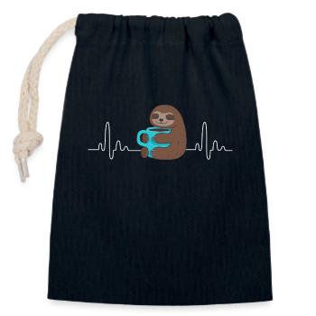 I love coffee t shirt coffee time sholt - Sac cadeau en coton avec cordon (14 x 20 cm) - bleu marine - Devant
