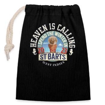 I spend the winter in St Barts - Closable cotton gift bag (14x20cm) - black - Front