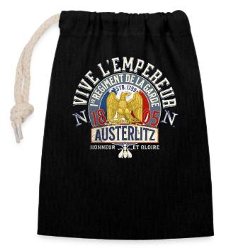 Vive l empereur Austerlitz 1805 - Sac cadeau en coton avec cordon (14 x 20 cm) - noir - Devant