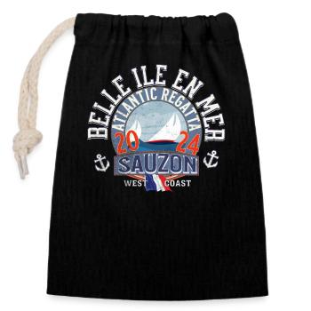 Belle Ile en Mer Sauzon - Sac cadeau en coton avec cordon (14 x 20 cm) - noir - Devant