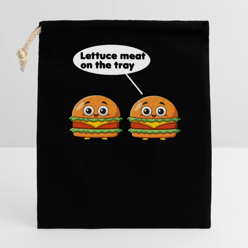 Salatfleisch auf dem Tablett lustiges Burger-Wortspiel Verschließbarer Geschenkbeutel aus Baumwolle (14x20cm)