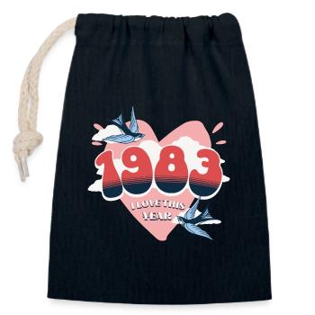 Anniversaire 40 Ans Adore Année De Naissance 1983 - Sac cadeau en coton avec cordon (14 x 20 cm) - bleu marine - Devant