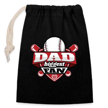 Papa größter Baseball-Fan - Verschließbarer Geschenkbeutel aus Baumwolle (14x20cm) - Schwarz - Vorne